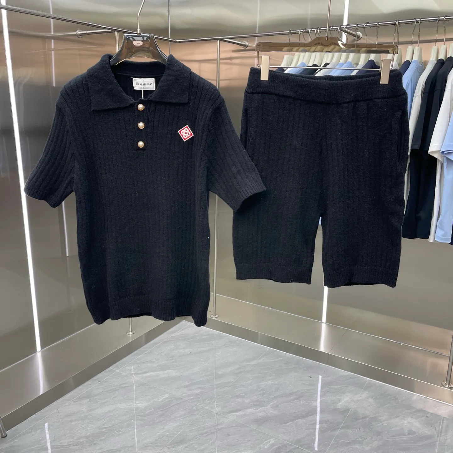 CASABLANCA Casablanca sweater suit Original development, comfortable upper body, imported equipment, original high-density embroidered seal, two-color splicing, hand-sewn cuffs + hem, OEM by domestic first-line brand Factory, impeccable workmanship Sizes: S M L XL